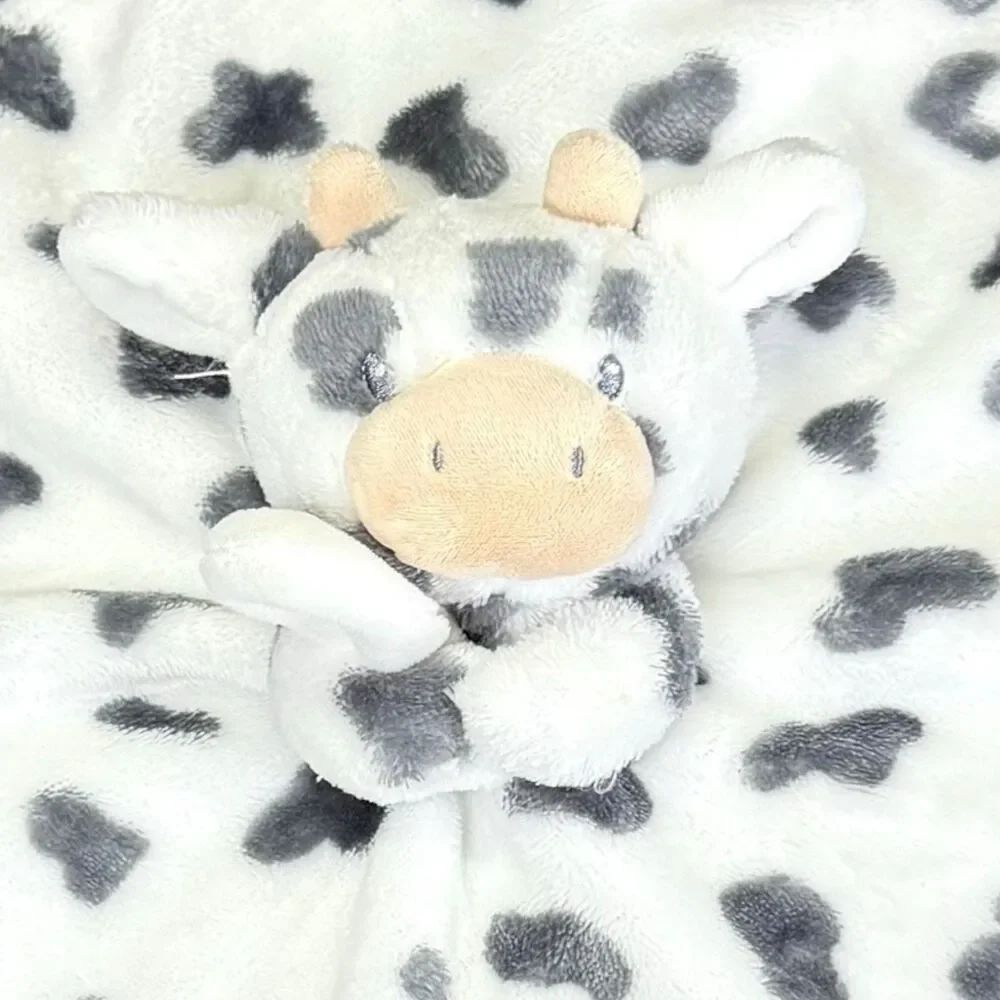 Carters Cow Lovey Security Blanket Black White Spots Plush‎ Farm Nursery Toy 13